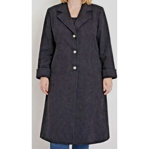 Jofeld by Forstmann Black Wool Blend Long Coat Womens Size 16 Vintage